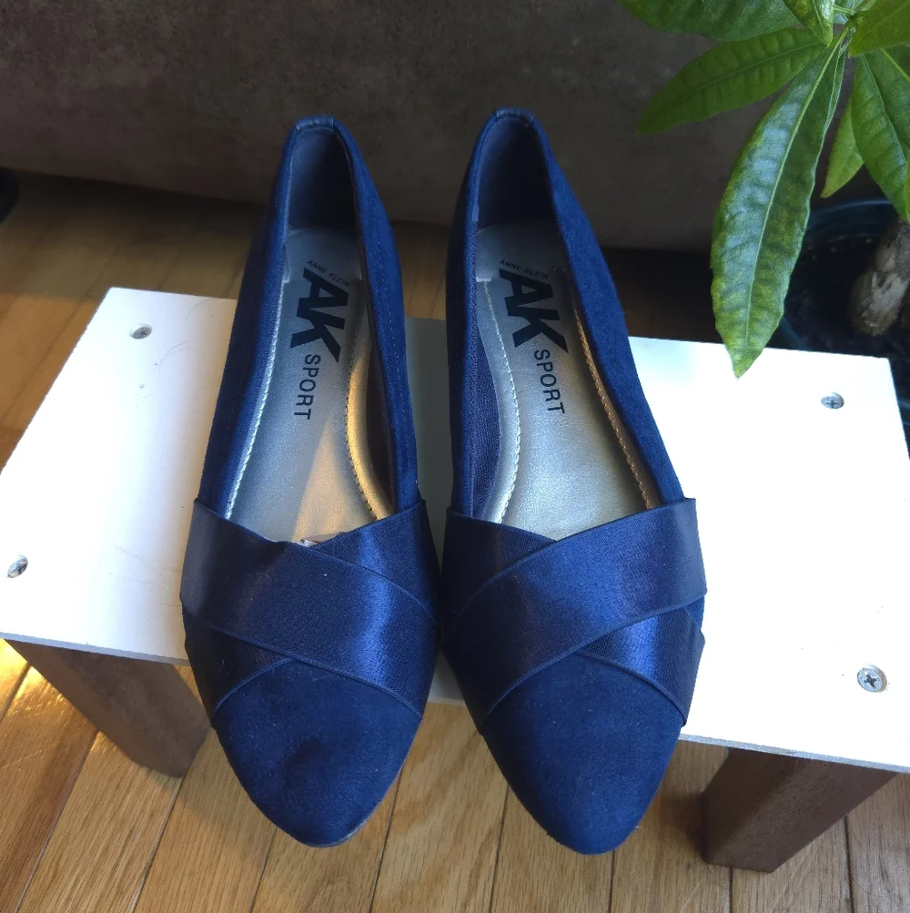 Suede Ballet Flats In Navy - Picture 2 of 7